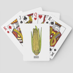 Corn cartoon illustration playing cards