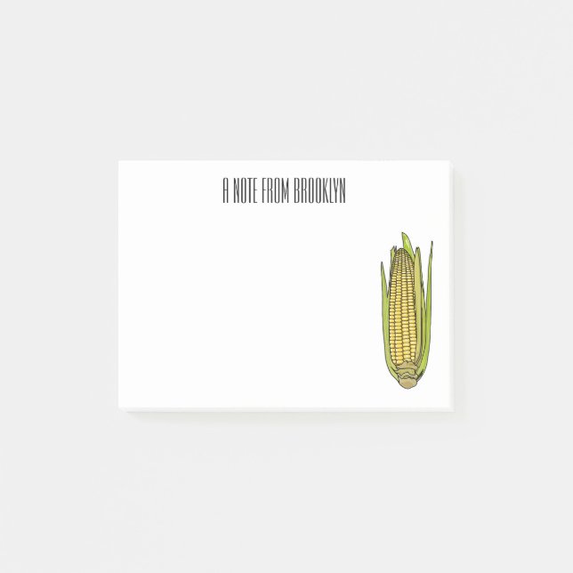 Corn cartoon illustration  post-it notes (Front)
