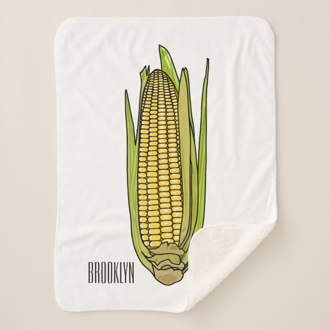 Corn cartoon illustration sherpa blanket (Front)