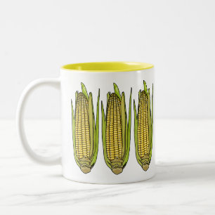 Corn cartoon illustration  Two-Tone coffee mug
