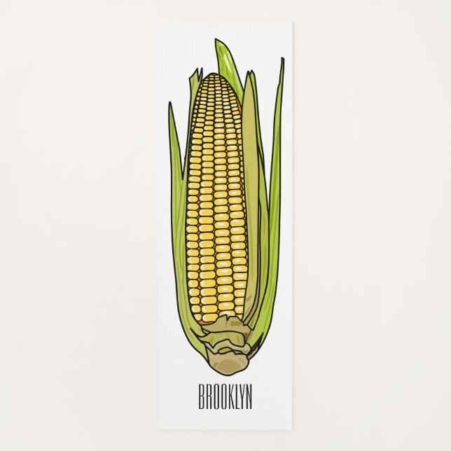 Corn cartoon illustration  yoga mat (Front)