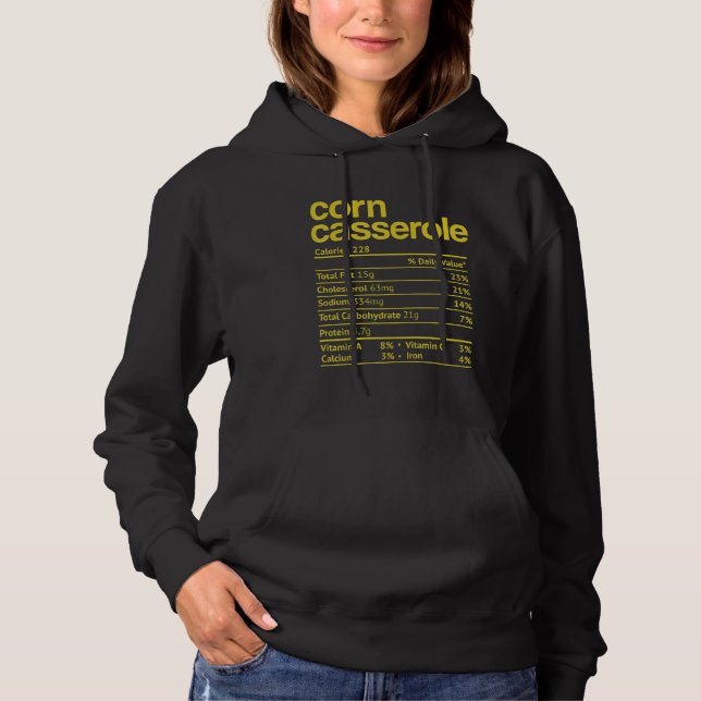 Corn Casserole Nutrition Fact Thanksgiving Christm Hoodie (Front)