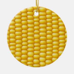 Corn Cob Background Ceramic Tree Decoration