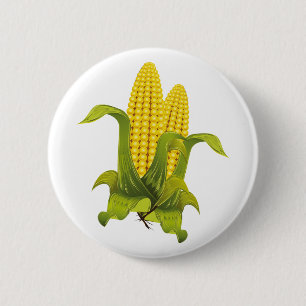corn cobs 6 cm round badge