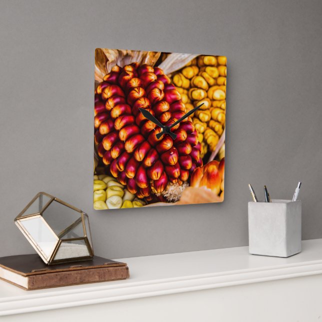 Corn cobs square wall clock (Office)