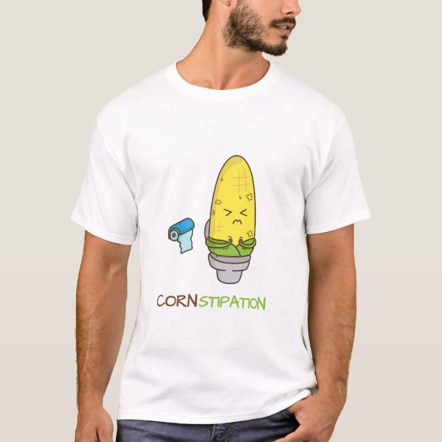 Corn Constipation in the Toilet Punny Humour T-Shirt (Front)