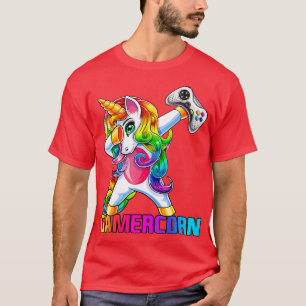 corn Dabbing Unicorn Video Game Controller  Girl  T-Shirt