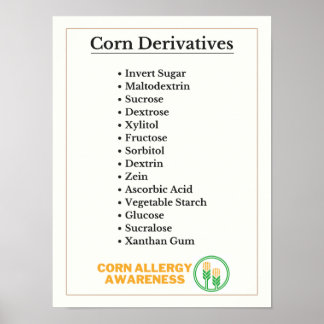 Corn Derivatives Allergy Awareness Poster