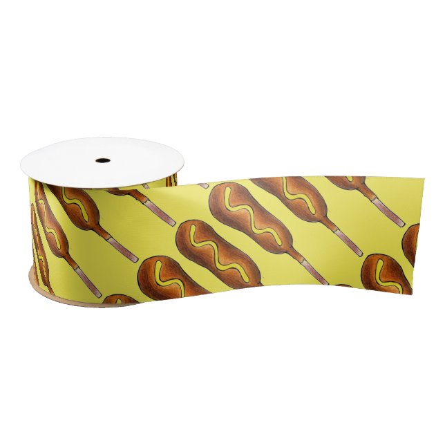 Corn Dog Corndog Carnival State Fair Food Stall Satin Ribbon (Spool)