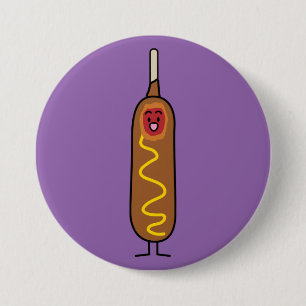 corn dog corndog mustard deep-fried sausage dogs 7.5 cm round badge