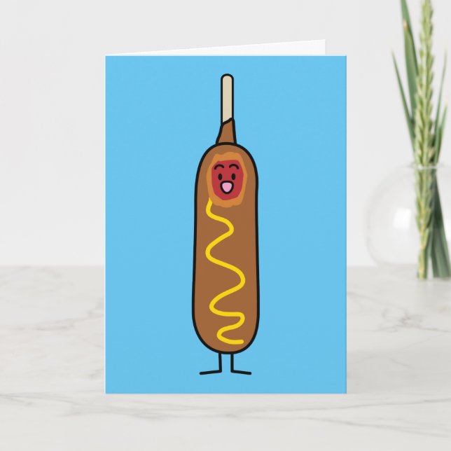 corn dog corndog mustard deep-fried sausage dogs thank you card (Front)