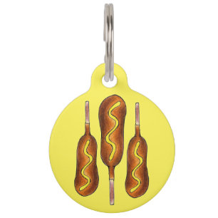 Corn Dog Corndog w/ Mustard State Fair Foodie Pet Tag
