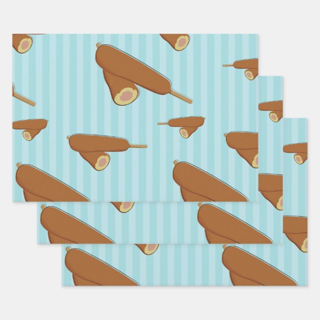Corn Dog Illustration Wrapping Paper Sheet (Set)