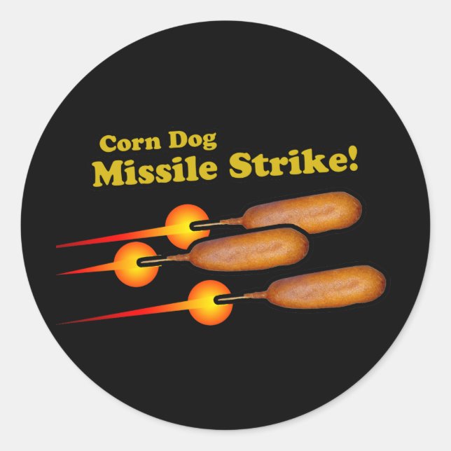 Corn Dog Missile Strike Classic Round Sticker (Front)