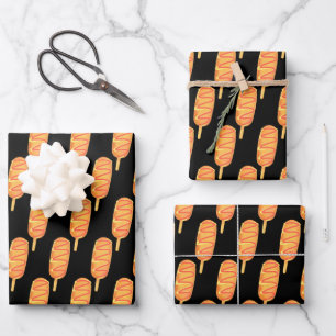 Corn Dog With Mustard And Ketchup Wrapping Paper Sheet