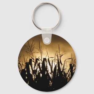 Corn field Silhouettes Key Ring