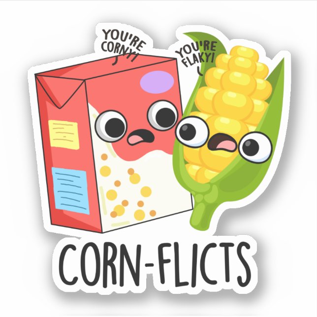 Corn-flicts Funny Cornflake Corn Pun (Front)