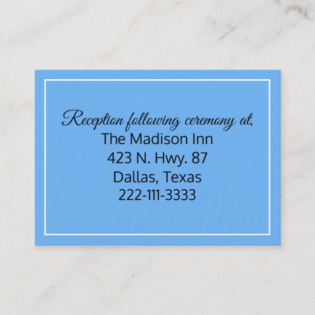 Corn Flower Blue Wedding enclosure cards (Front)