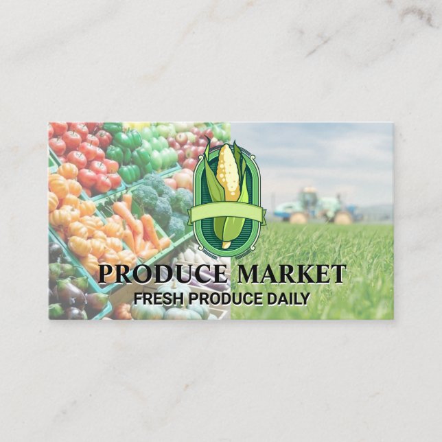 Corn | Grocery Store Produce Stand Business Card (Front)