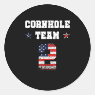 Corn Hole Team Player Cornhole Classic Round Sticker