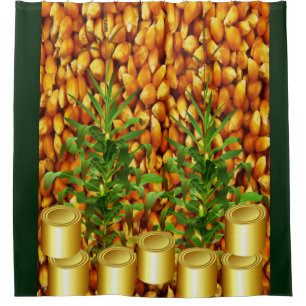 corn kernals green gold shower curtain