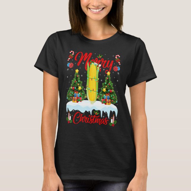 Corn  Lights Xmas Tree Santa Corn Christmas 1 T-Shirt (Front)