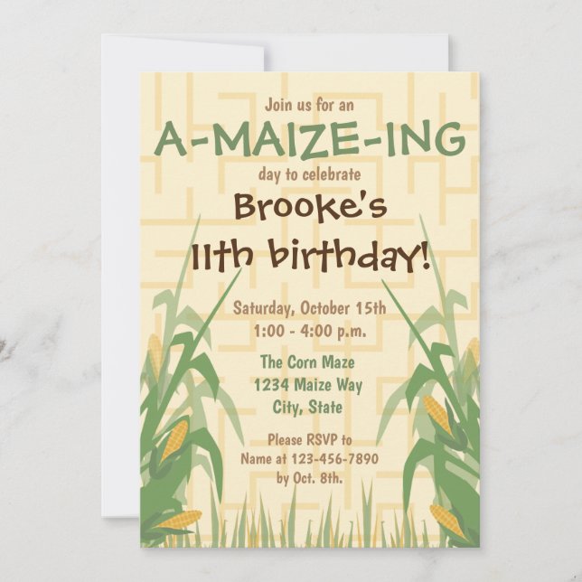 Corn Maze Birthday Invitation (Front)