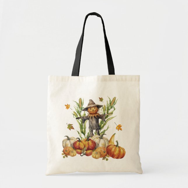 Corn Maze Fall Scarecrow Pumpkins Tote Bag (Front)