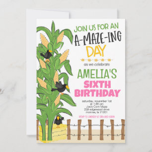 Corn Maze Girl Birthday Invitation