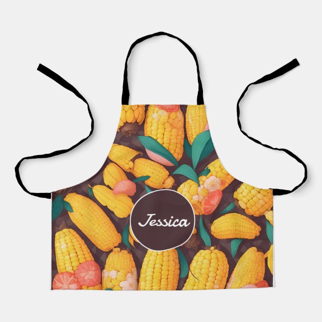 Corn Mosaic Colourful Personalised Pattern Apron (Front)