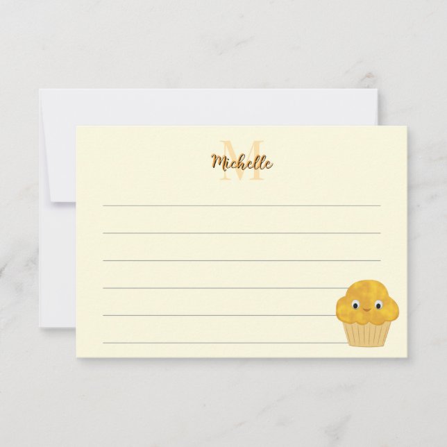  Corn Muffin Cute Drawing Monogram Lined Card (Front)