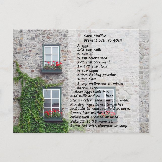 Corn Muffin Recipe Postcard (Front)