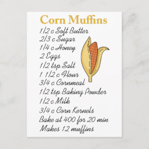 CORN MUFFINS RECIPE POSTCARD