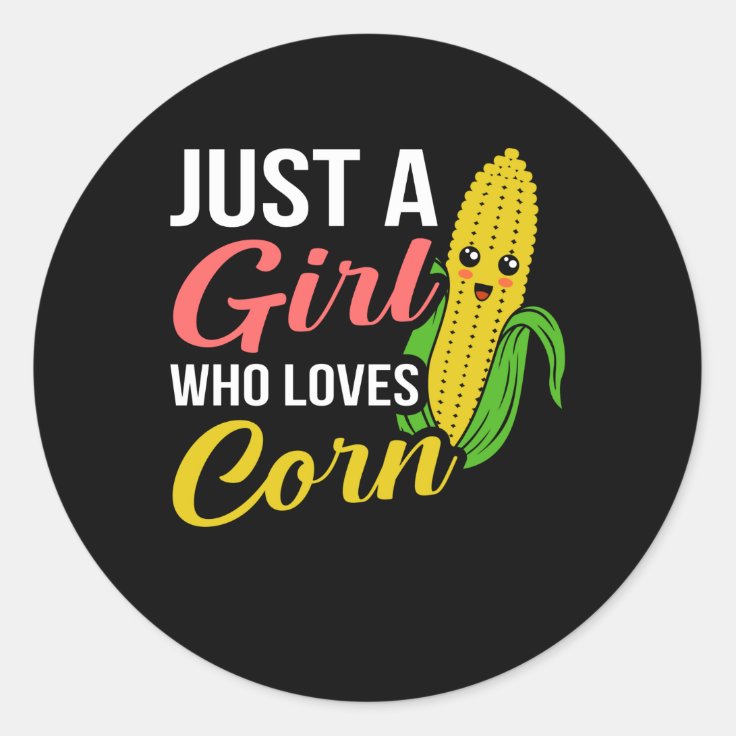 Corn On the Cob Day Girls Funny Corn Meme Pun Classic Round Sticker | Zazzle