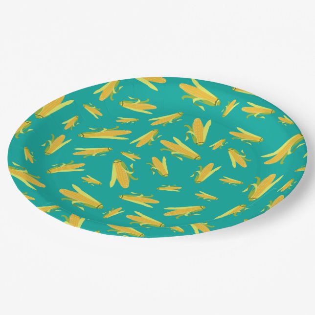 Corn On The Cob Pattern Paper Plate (Angled)