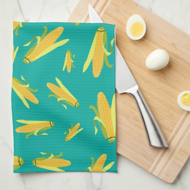 Corn On The Cob Pattern Tea Towel (Quarter Fold)