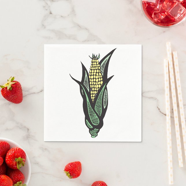 Corn on the Cob Rustic Farmhouse Vegetable Napkin (Creator Uploaded)