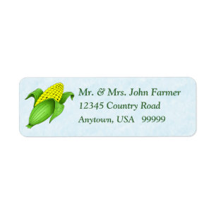 Corn On The Cob with Blue Bkgd Return Address Labe