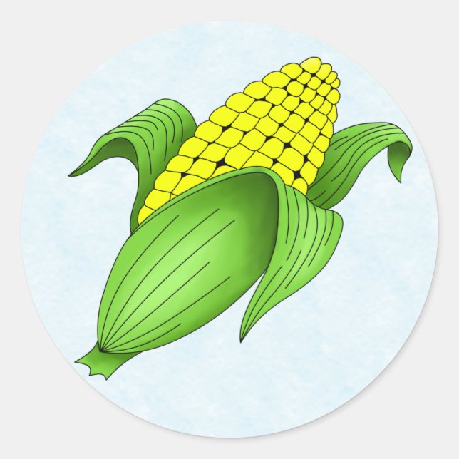 Corn On The Cob with Blue Bkgd Stickers (Front)