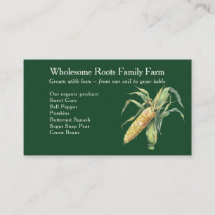 Corn on the cobs watercolor farmers market produce business card
