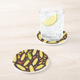 Corn Pattern Harvest Day Autumn Coasters