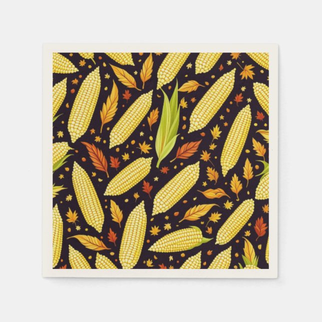 Corn Pattern Harvest Day Autumn Napkin (Front)