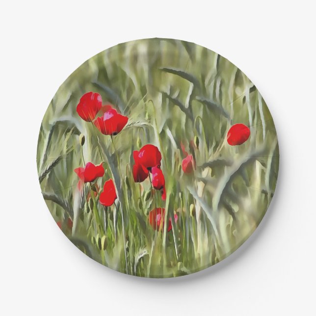 Corn Poppies Paper Plate (Front)