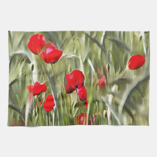 Corn Poppies Tea Towel