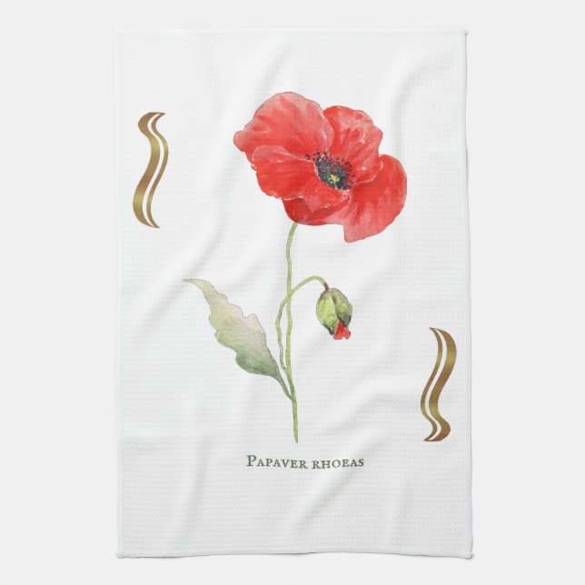 Corn poppy tea towel (Vertical)