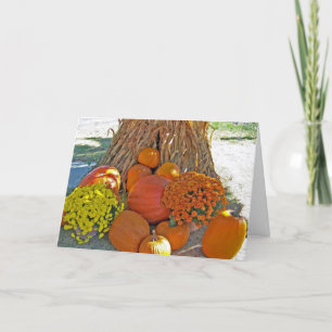 Corn Pumpkins Happy Thanksgiving Greeting Card