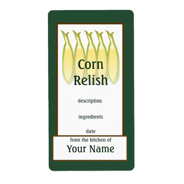 Corn Relish Preserves Label (Front)