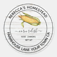 Corn Relish White Wash Wood Canning Jar Labels
