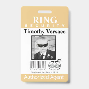 Corn Silk Ring Bearer Security Badge ID Badge