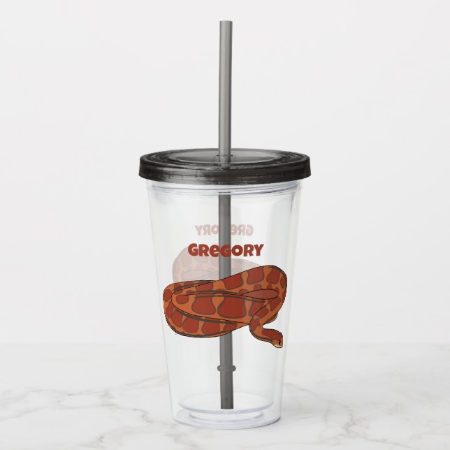 Corn Snake Orange Red Realistic Personalised Acrylic Tumbler (Front)